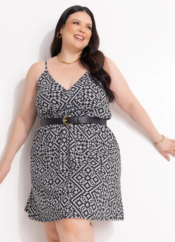 Marguerite - Vestido Geométrico Cinza em Malha 2