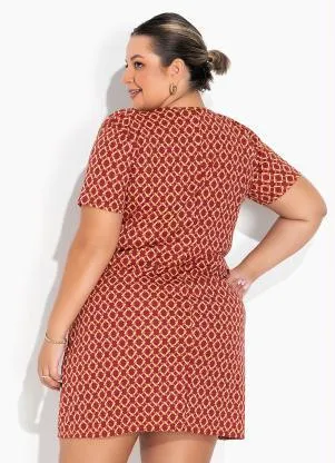 Marguerite - Vestido Geométrico Vermelho Plus Size - MARGUERITE