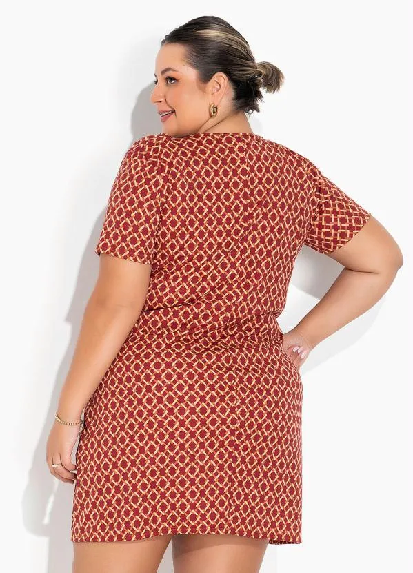 Marguerite - Vestido Geométrico Vermelho Plus Size 4