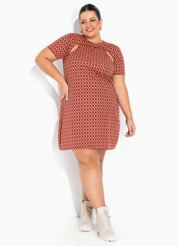 Marguerite - Vestido Geométrico Vermelho Plus Size 2