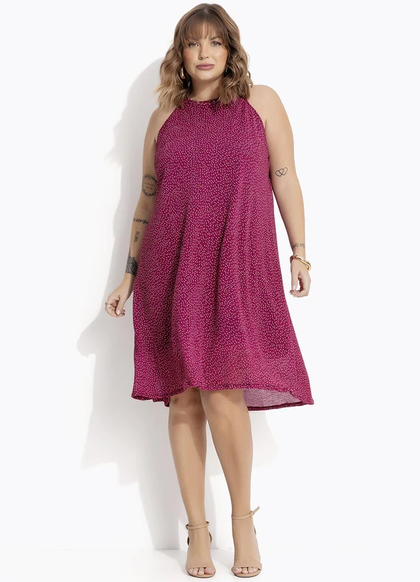 Marguerite - Vestido Halter Poá Abstrato em Tule Plissado 6