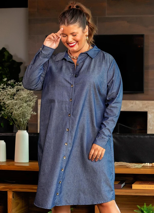 Vestido Jeans Azul Escuro em Liocel Marguerite