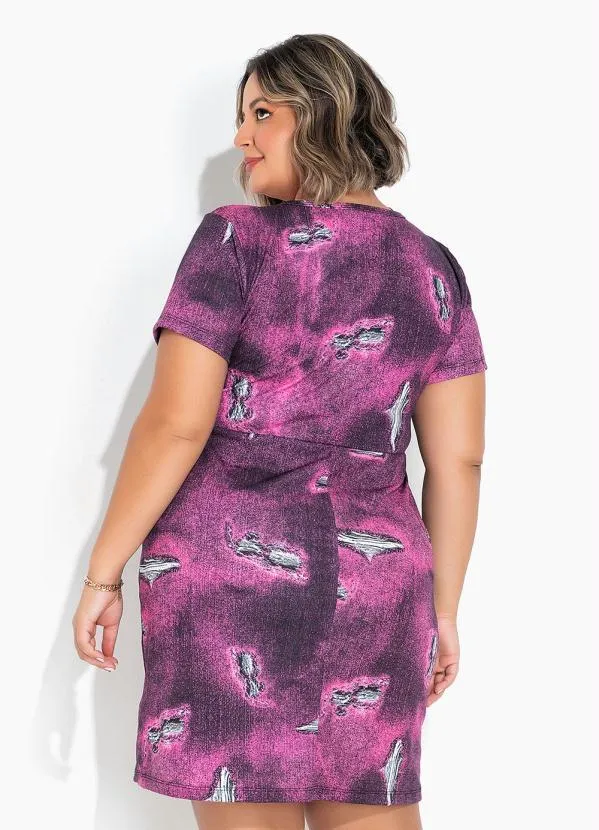 Marguerite - Vestido Jeans Pink com Franzido Plus Size 2