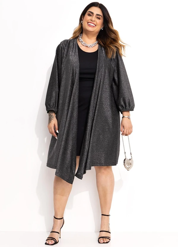 Marguerite - Vestido Kimono Preto em Malha com Lurex 3