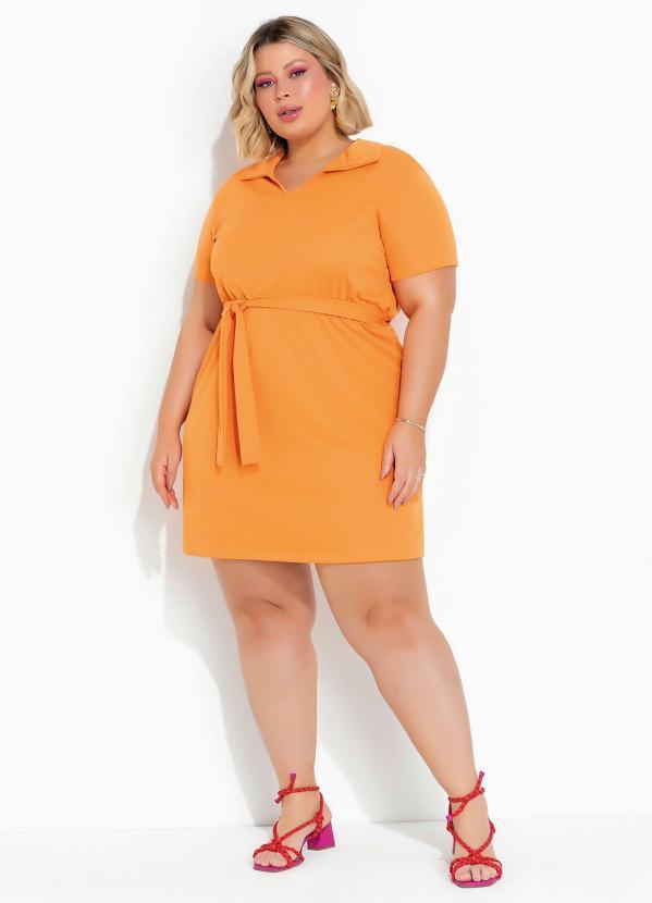 Outlet - Vestido Laranja com Faixa Grátis Plus Size 4
