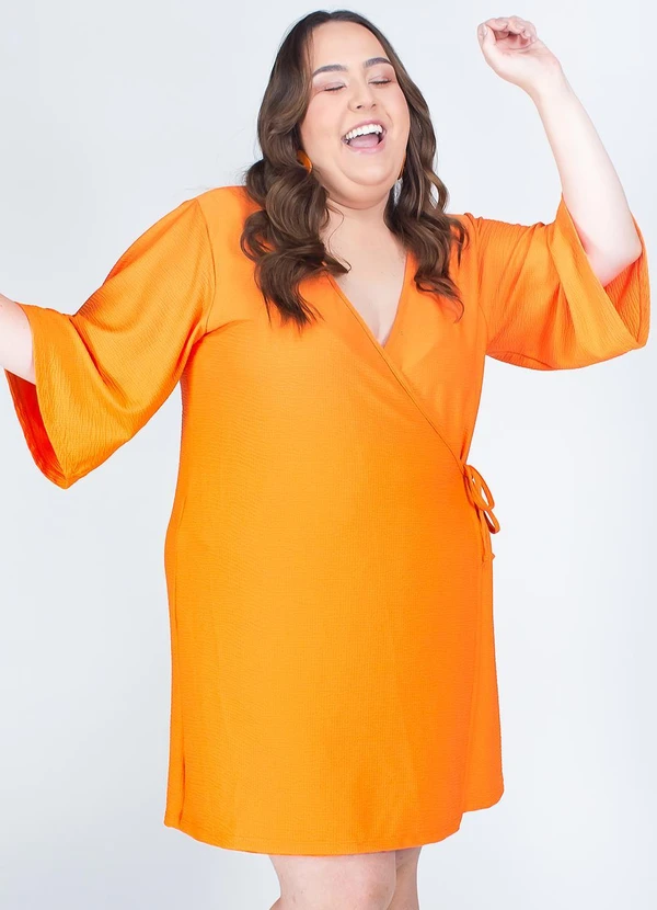 Marguerite - Vestido Laranja em Malha Anarruga.