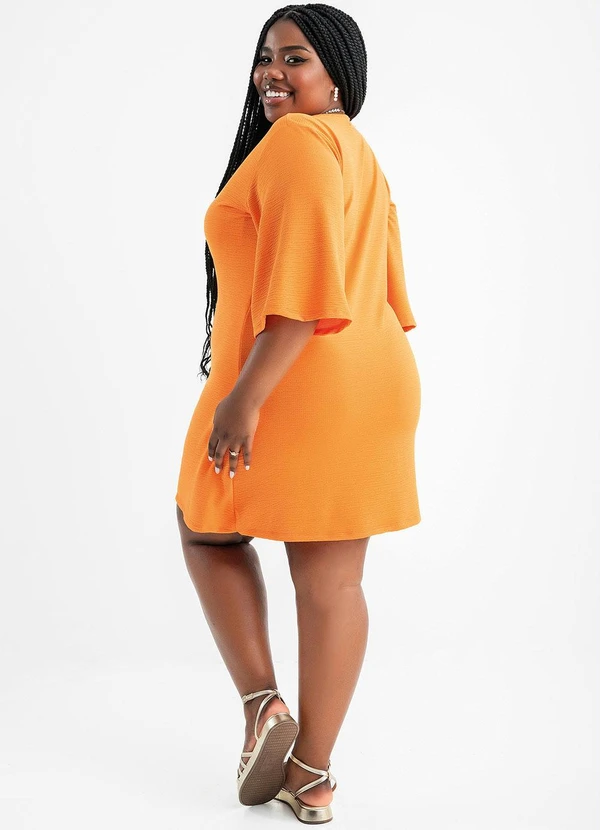 Marguerite - Vestido Laranja em Malha Anarruga.