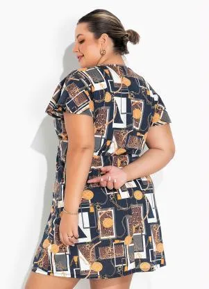 Marguerite - Vestido Lenço Marinho Transpasse Plus Size - MARGUERITE
