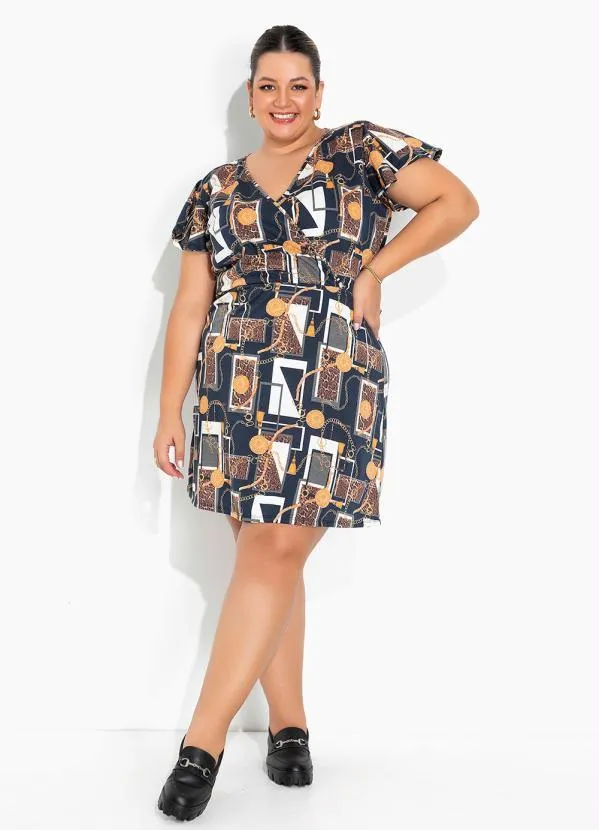 Marguerite - Vestido Lenço Marinho Transpasse Plus Size 2