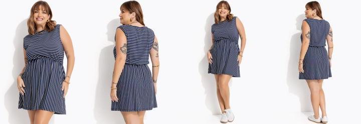 Vestido Listra em Meia Malha Listrada