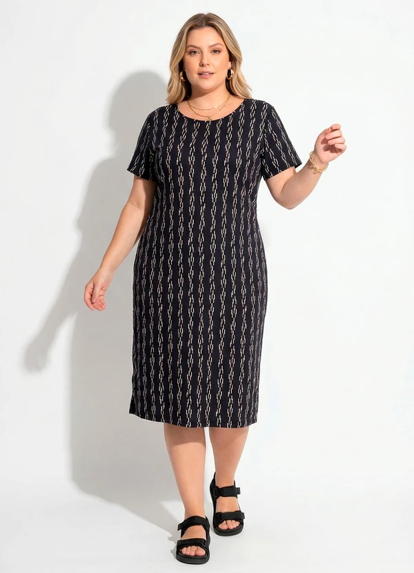 Marguerite - Vestido Listrado Abstrato em Malha