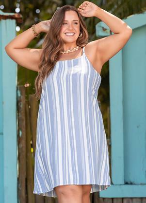 Vestido (Listrado Azul) em Tecido Plano