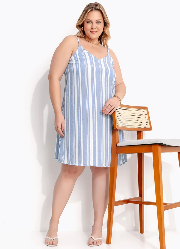 Marguerite - Vestido Listrado Azul em Tecido Plano 11