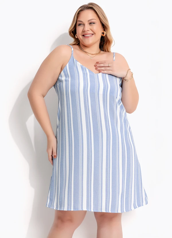 Marguerite - Vestido Listrado Azul em Tecido Plano 6