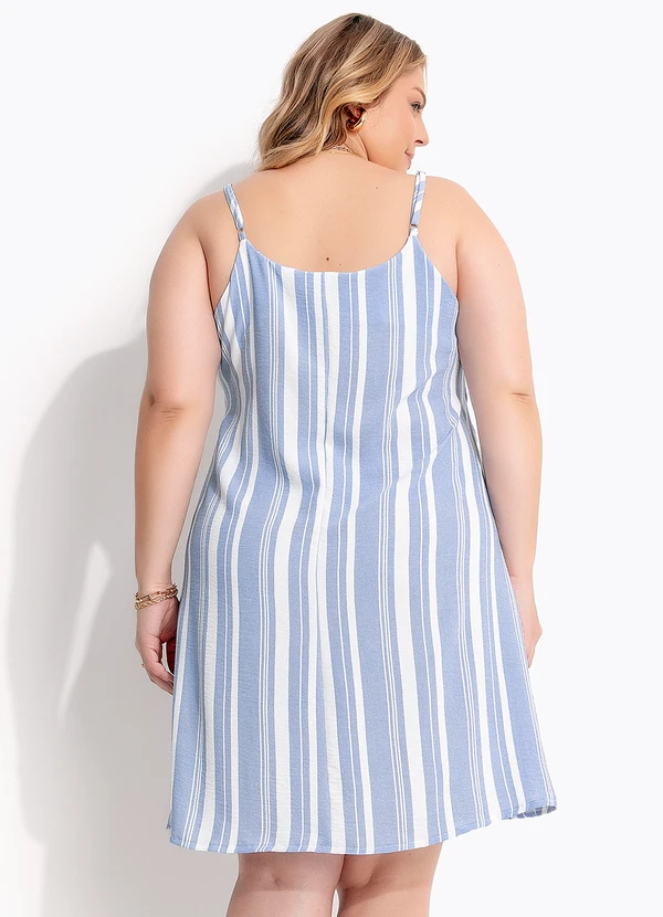 Marguerite - Vestido Listrado Azul em Tecido Plano 7