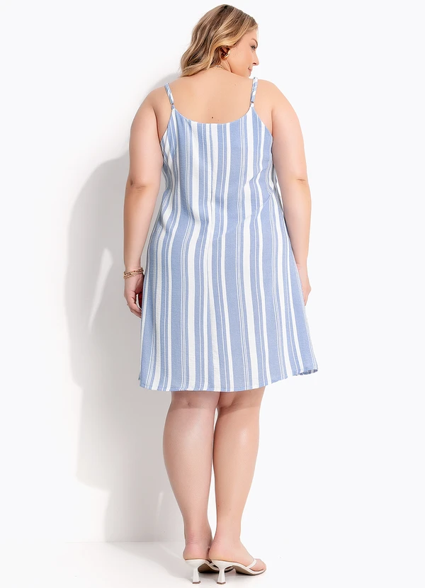 Marguerite - Vestido Listrado Azul em Tecido Plano 9
