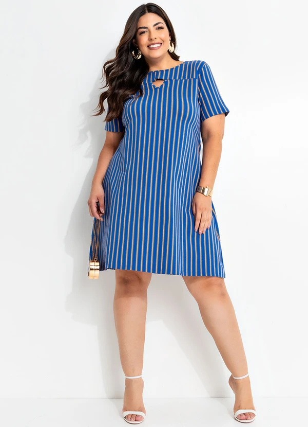 Marguerite - Vestido Listrado Colorido em Malha de Viscose