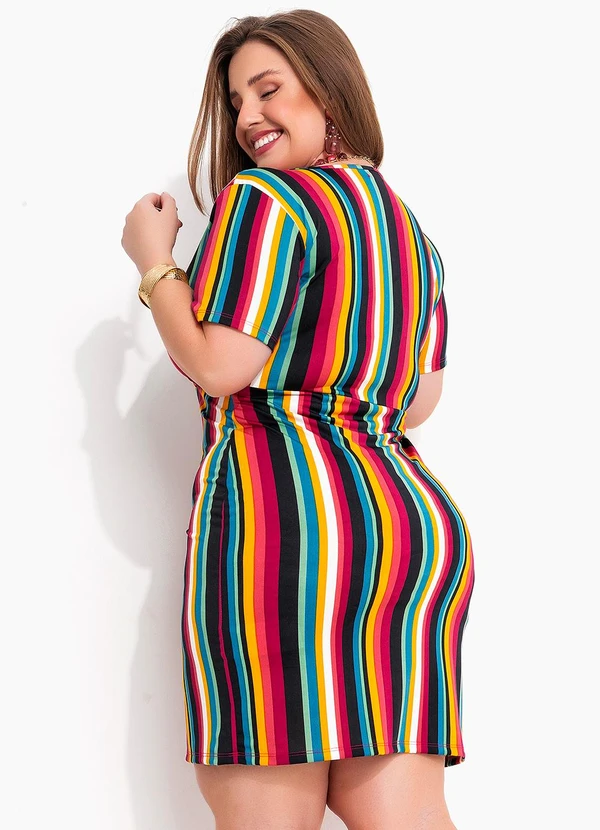 Marguerite - Vestido Listrado Colorido em Malha Fria 2