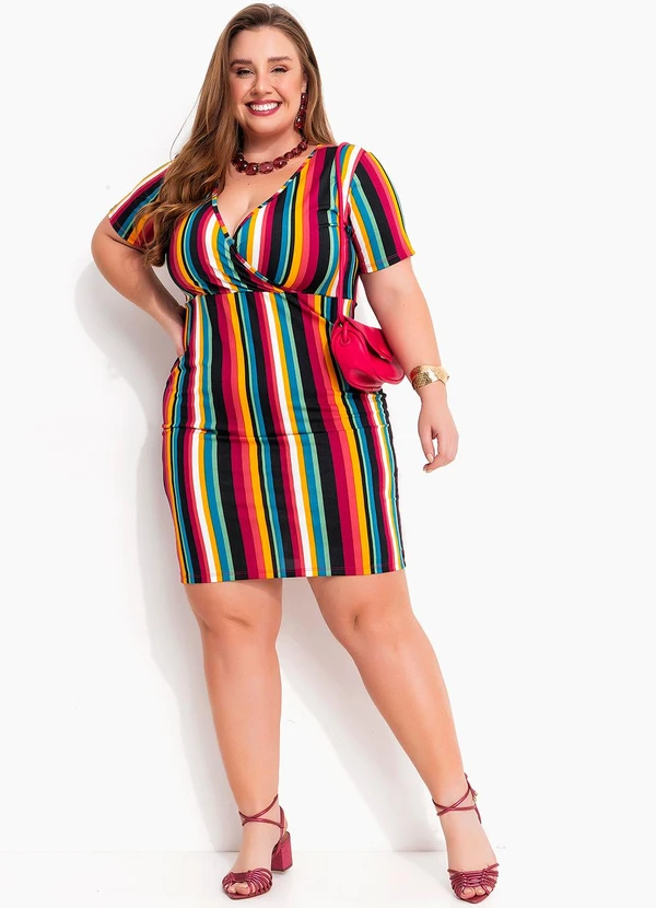 Marguerite - Vestido Listrado Colorido em Malha Fria 3