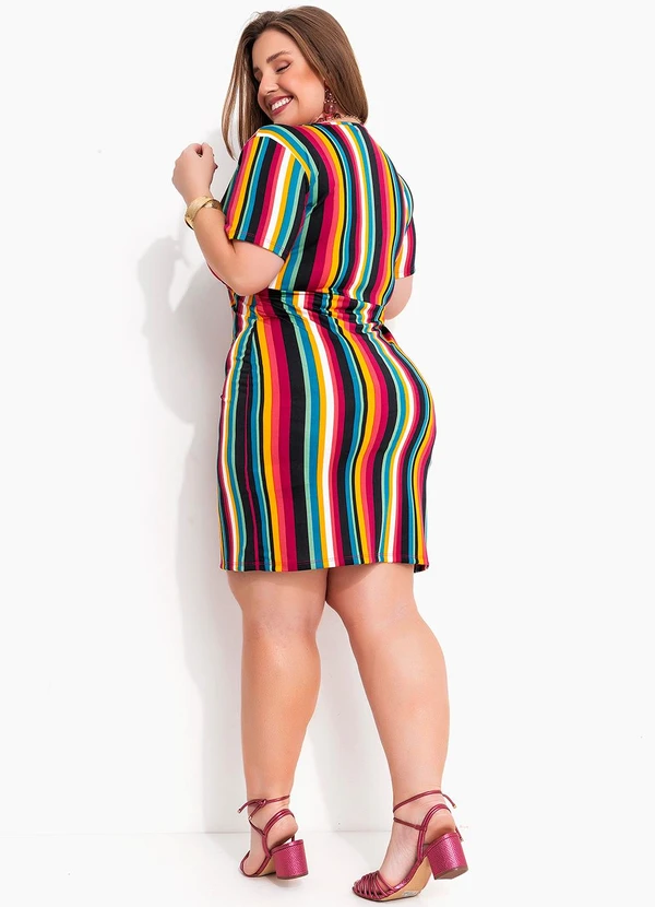 Marguerite - Vestido Listrado Colorido em Malha Fria 4