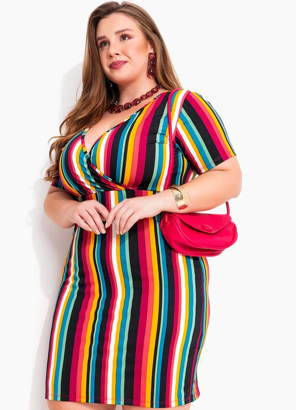 Marguerite - Vestido Listrado Colorido em Malha Fria 5