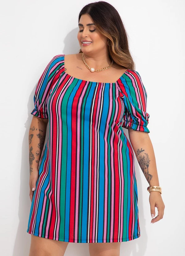 Marguerite - Vestido Listrado Colorido em Malha 1