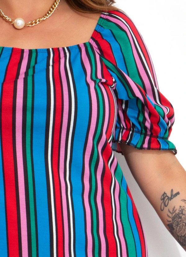 Marguerite - Vestido Listrado Colorido em Malha 5