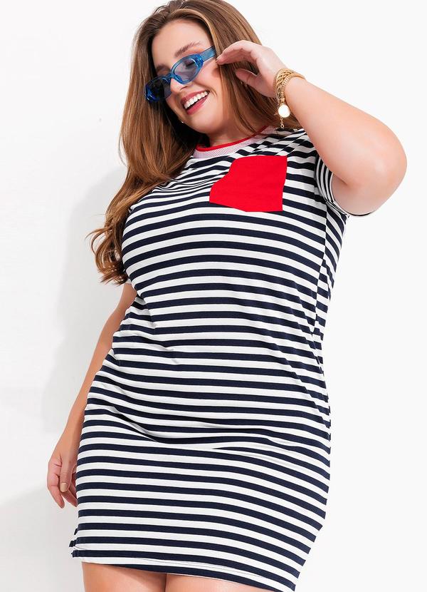 Marguerite - Vestido Listrado com Bolso Contrastante 5
