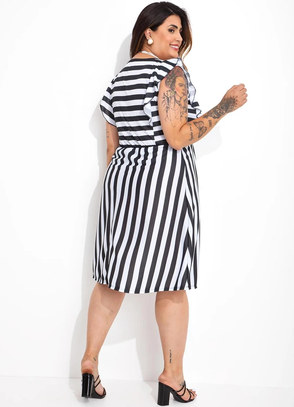 Marguerite - Vestido Listrado Preto e Branco em Malha 4