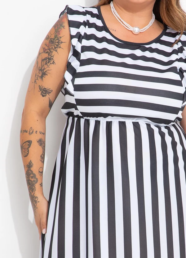 Marguerite - Vestido Listrado Preto e Branco em Malha 6