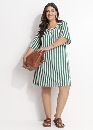 Vestido (Listrado Verde) em Malha Texturizada