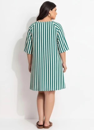 Marguerite - Vestido Listrado Verde em Malha Texturizada - MARGUERITE