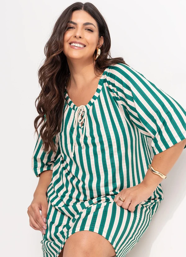 Marguerite - Vestido Listrado Verde em Malha Texturizada 11