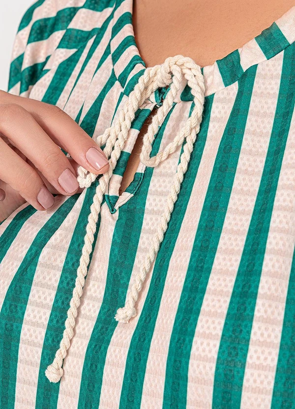 Marguerite - Vestido Listrado Verde em Malha Texturizada 3