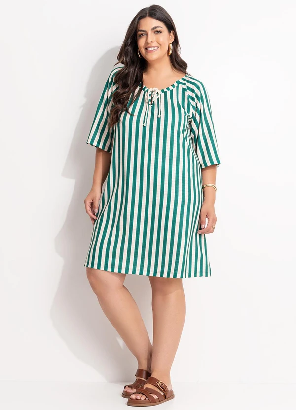 Marguerite - Vestido Listrado Verde em Malha Texturizada 8