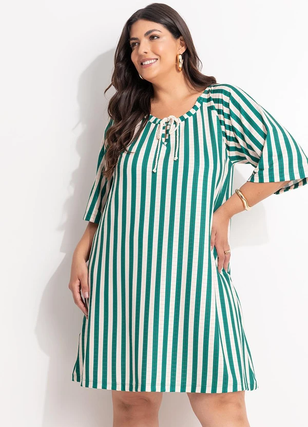 Marguerite - Vestido Listrado Verde em Malha Texturizada 9