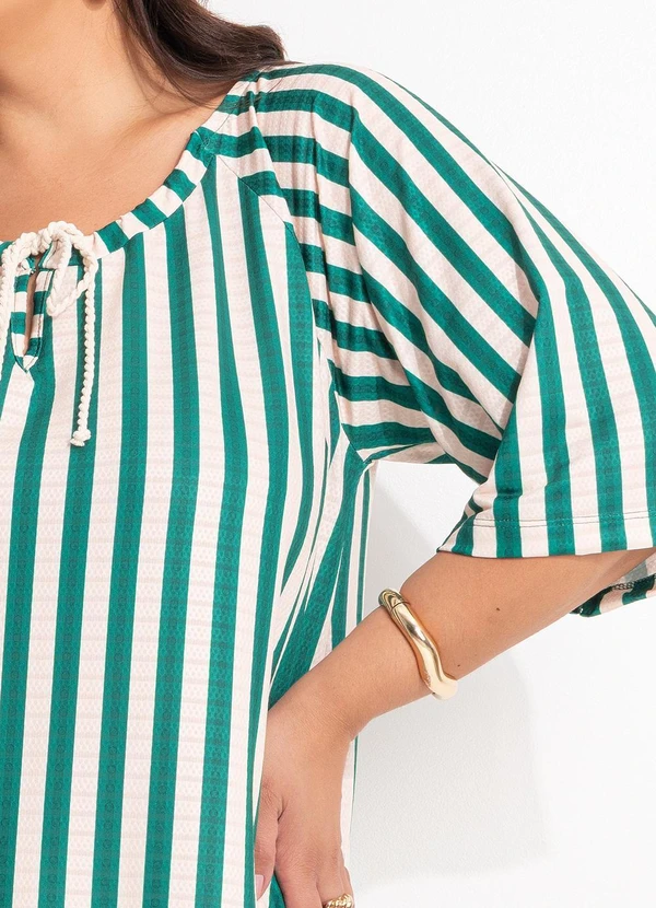 Marguerite - Vestido Listrado Verde em Malha Texturizada 10