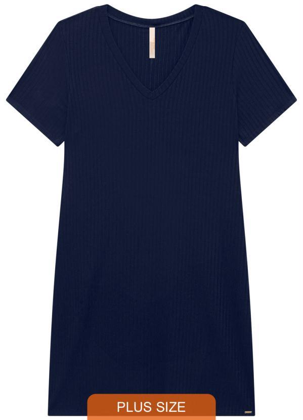 Lunender Mais Mulher - Vestido Malha Canelado Tracy Azul