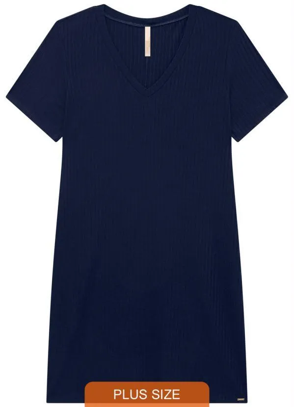 Lunender Mais Mulher - Vestido Malha Canelado Tracy Azul