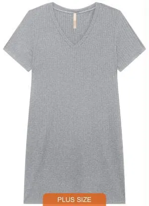 Lunender Mais Mulher - Vestido Malha Canelado Tracy Cinza - LUNENDER MAIS MULHER