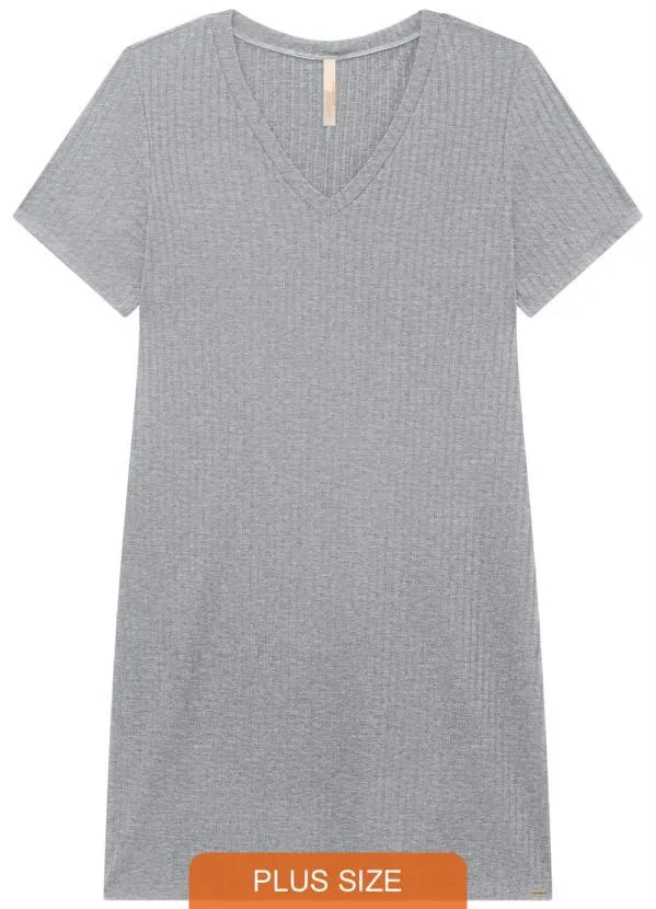 Lunender Mais Mulher - Vestido Malha Canelado Tracy Cinza