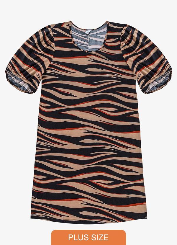 Infinita Cor - Vestido Malha Fria Plus Marrom