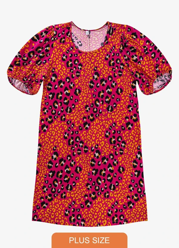 Infinita Cor - Vestido Malha Fria Plus Rosa