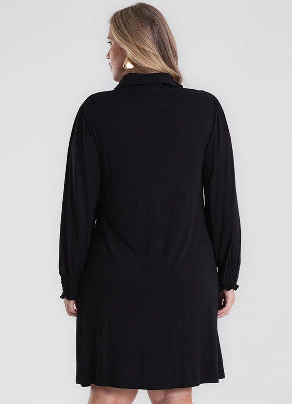 Secret Glam - Vestido Manga Longa Evase Plus Size Preto 2