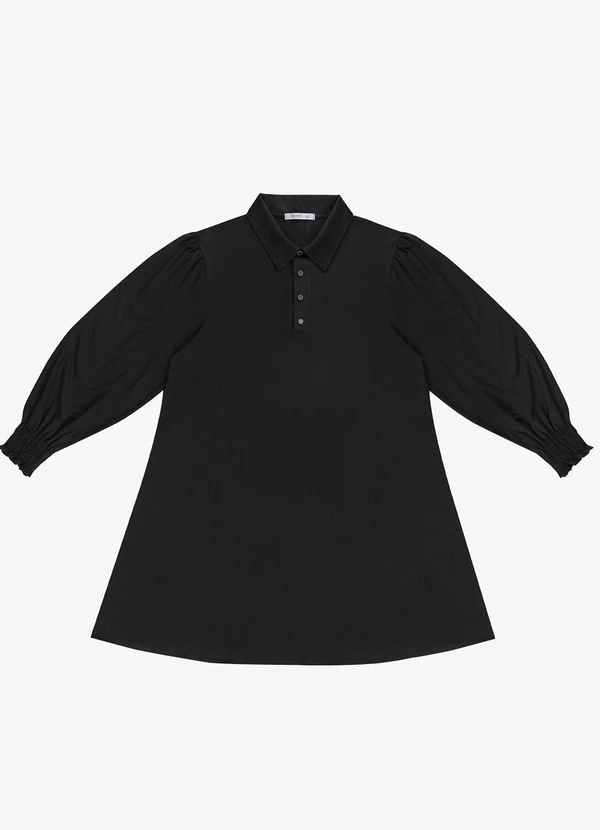 Secret Glam - Vestido Manga Longa Evase Plus Size Preto 5
