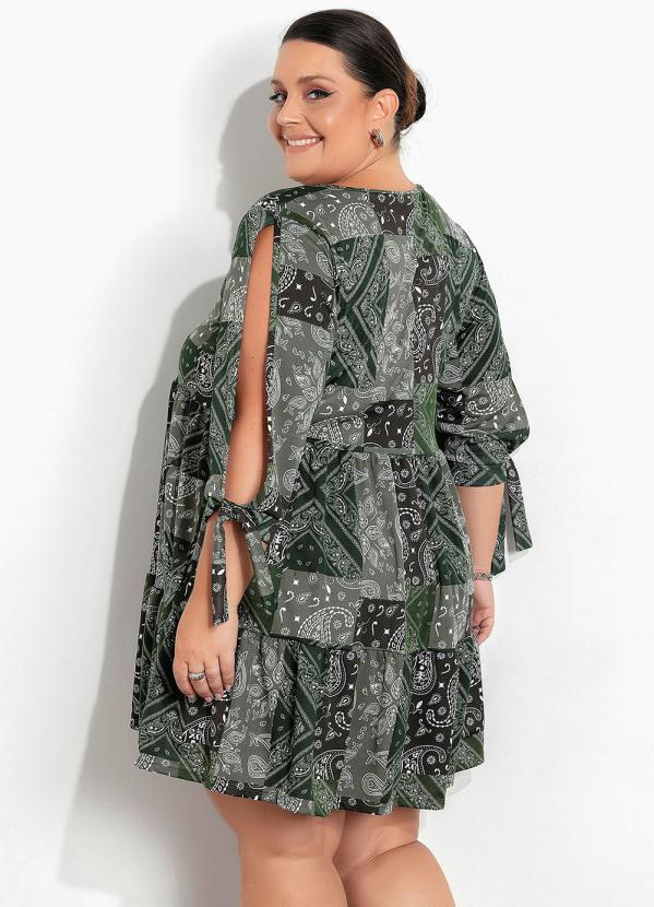 Marguerite - Vestido Mangas Vazadas Cashmere Verde Plus Size 4