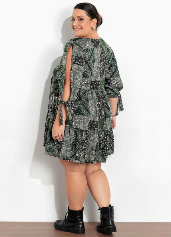 Marguerite - Vestido Mangas Vazadas Cashmere Verde Plus Size 2