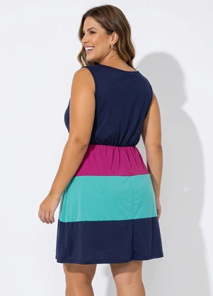 Marguerite - Vestido Marinho com Recortes Plus Size - MARGUERITE