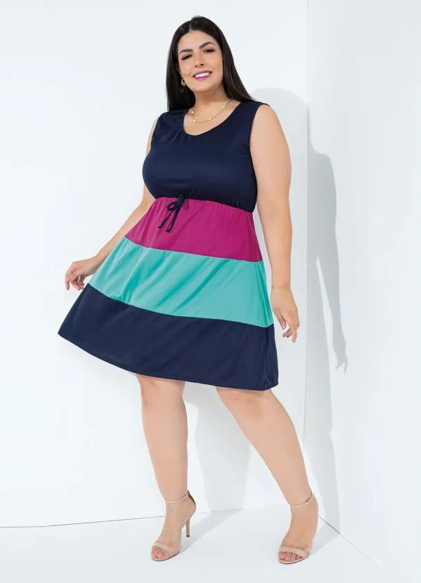 Marguerite - Vestido Marinho com Recortes Plus Size 2