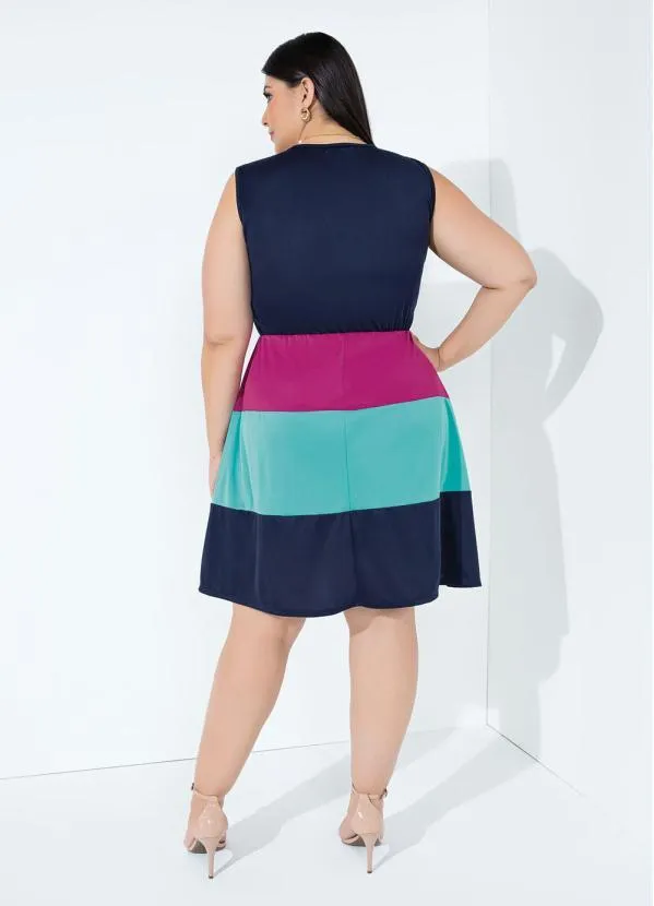 Marguerite - Vestido Marinho com Recortes Plus Size 1